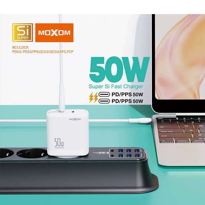 MOXOM 50W High Power Mini Size Portable Type-c Charger - MX-HC102 PD