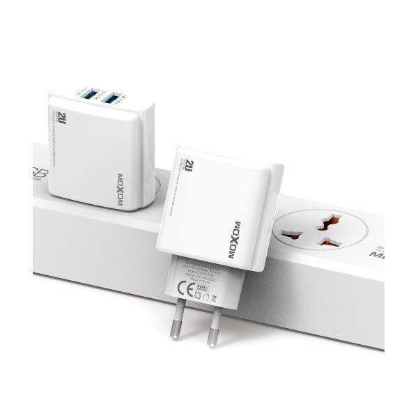 Moxom Fast Phone Charger - 2 usb Port With Cable For ios-Micro-Type-c  Mx-Hc20 - with type-c cable