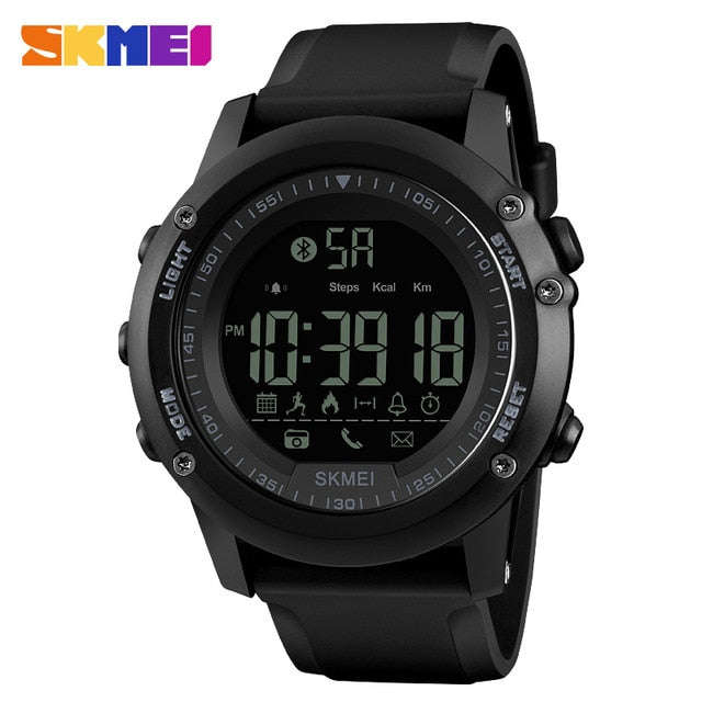 SKMEI 1321 Waterproof  Alarm Bluetooth Sports Watch - black
