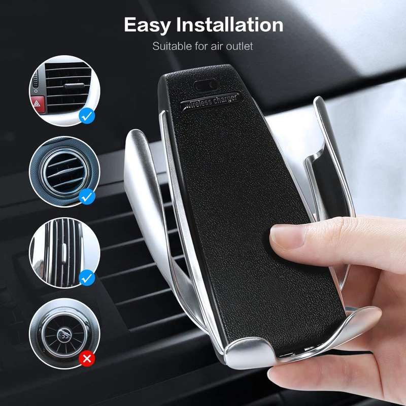 Smart Sensor Wireless Fast car Charger  with 360 Rotation