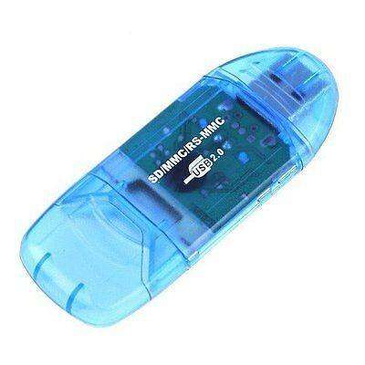 USB 2.0 SD/MMC/RS-MMC external card reader - blue