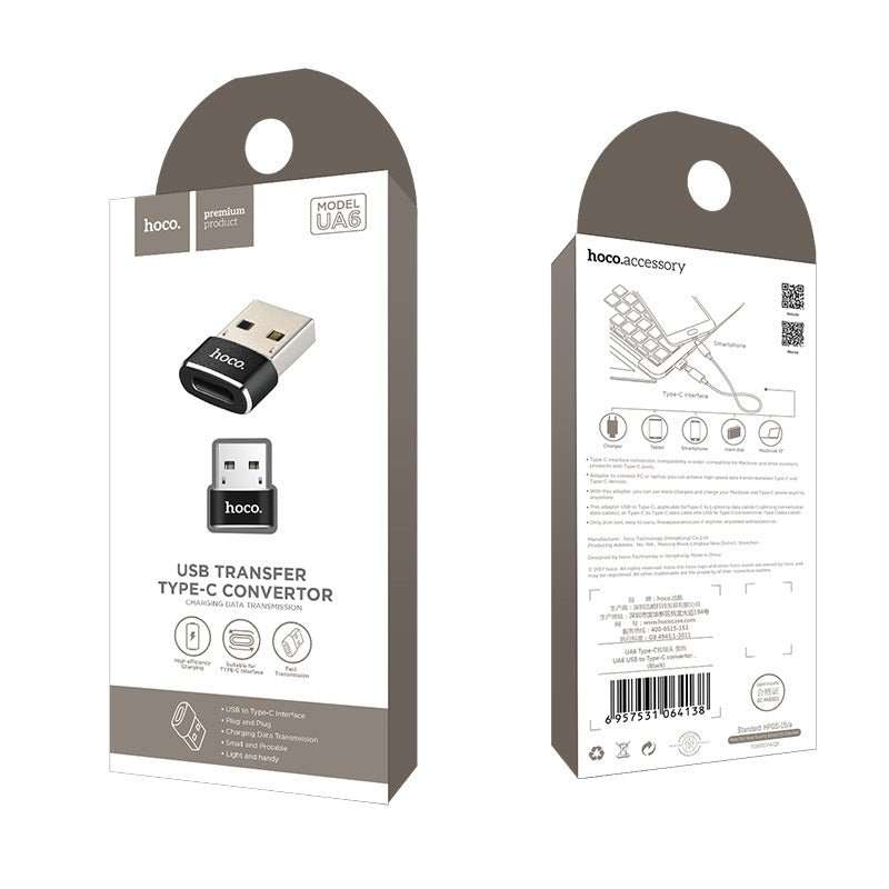 Usb to Type-c OTG Adapter USB-A to Type-C charging data transfer convertor - Hoco UA6