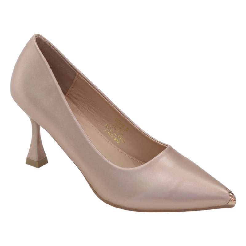 Doha Faux court with gold pointy toe on 8cm heel rose gold
