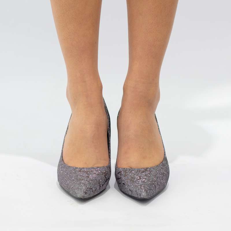 Latino shimmer court on a 7cm heel pewter
