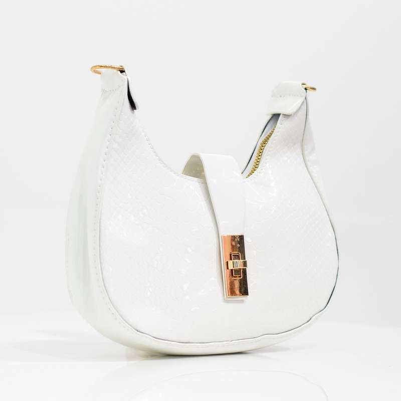 Indira faux leather rigid shoulder bag white