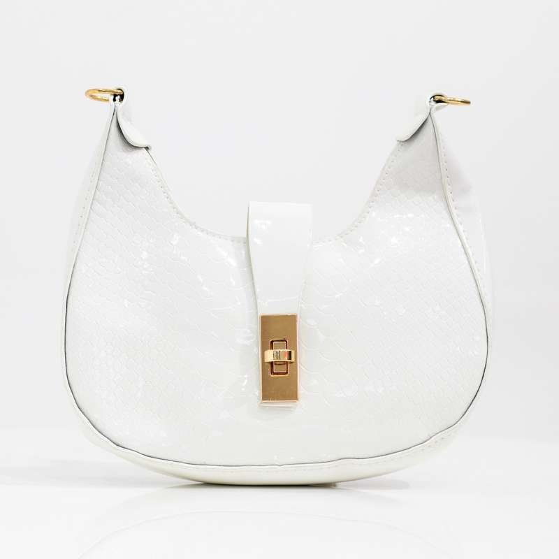 Indira faux leather rigid shoulder bag white