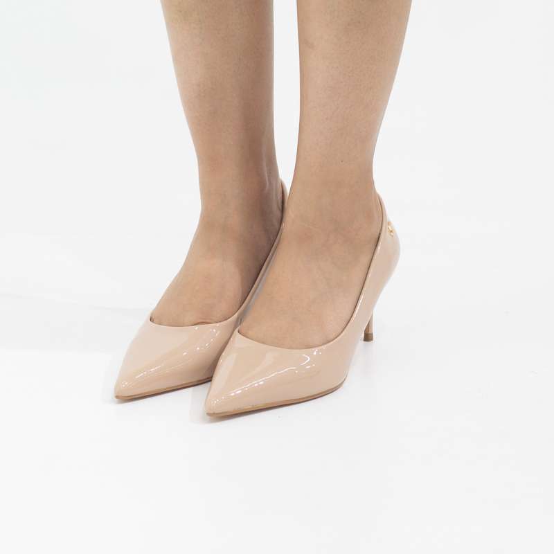 Bavisha 7cm heel pointy pat court nude