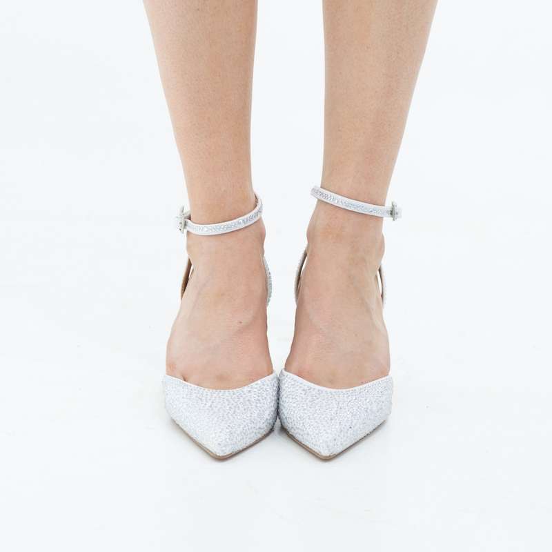 Adweta diamante open waist pointy on 7.5cm 2 circ heel white