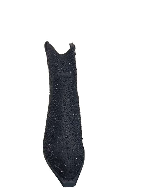Penny diamante embellished PUNYBY cowboy heel bootie black