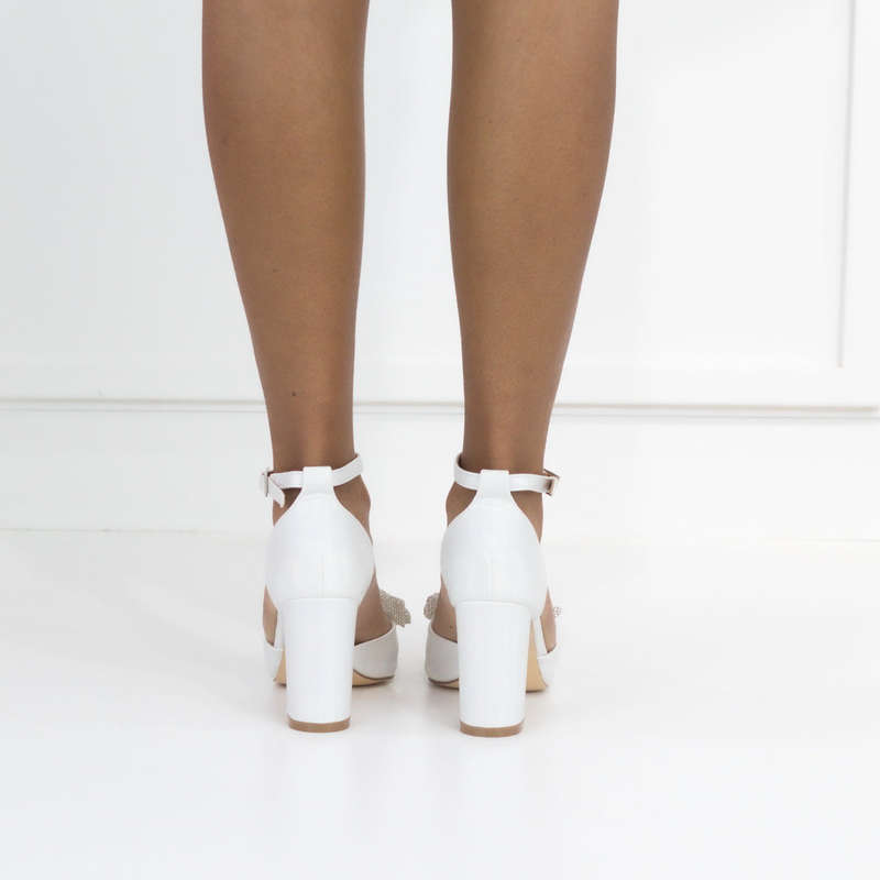 Wifey 9cm heel open waist shimmer pointy with a bow