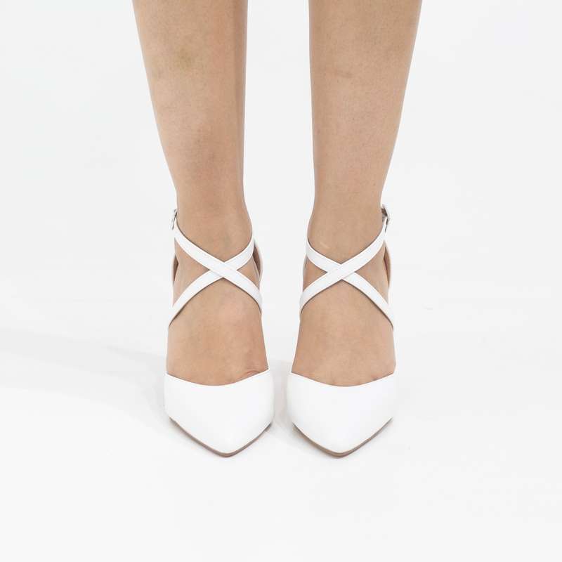 Femi open waist cross-belts court on 8.5cm heel