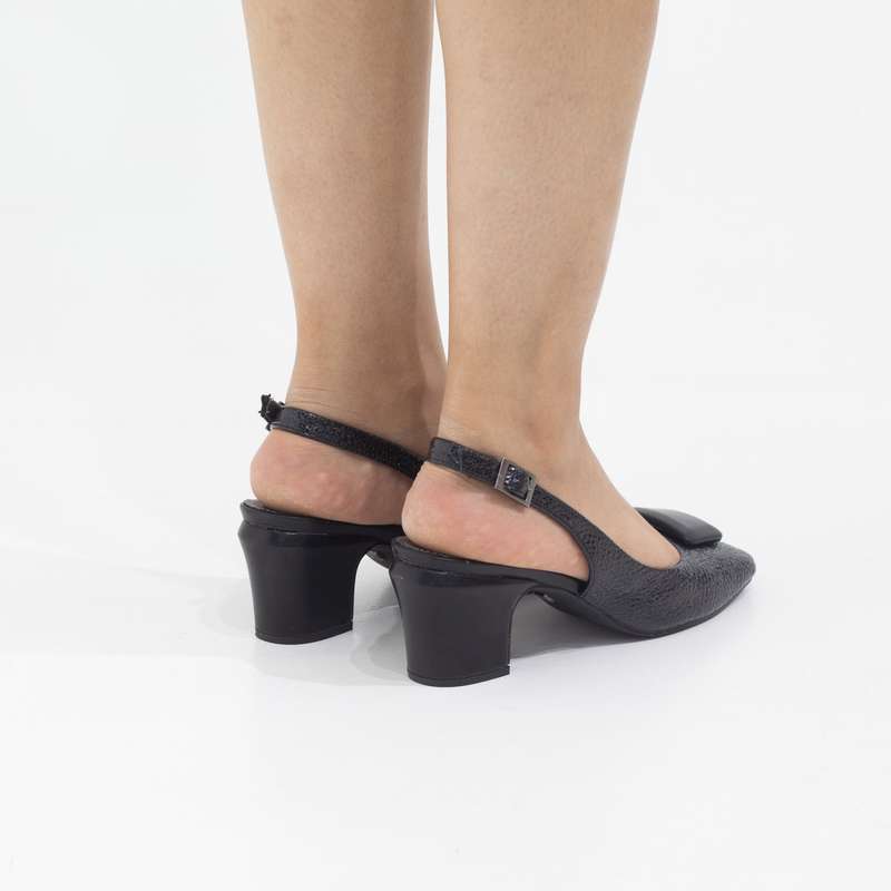 Blaze block 5.5cm heel sling back with sqr trim pumps