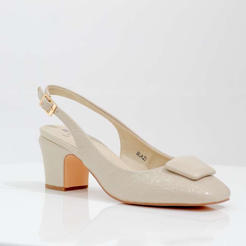 Blaze block 5.5cm heel sling back with sqr trim pumps