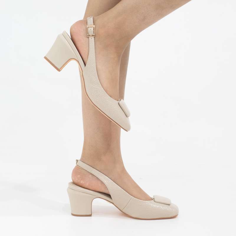 Blaze block 5.5cm heel sling back with sqr trim pumps
