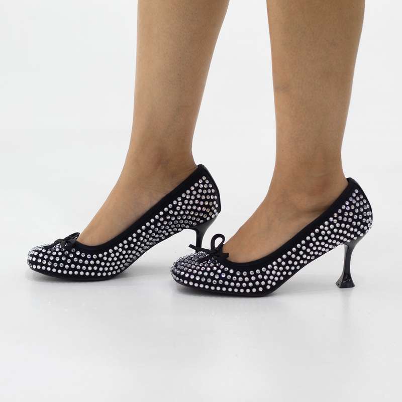 Agneta  satin glamorous rhinestone adorned 7cm heel court