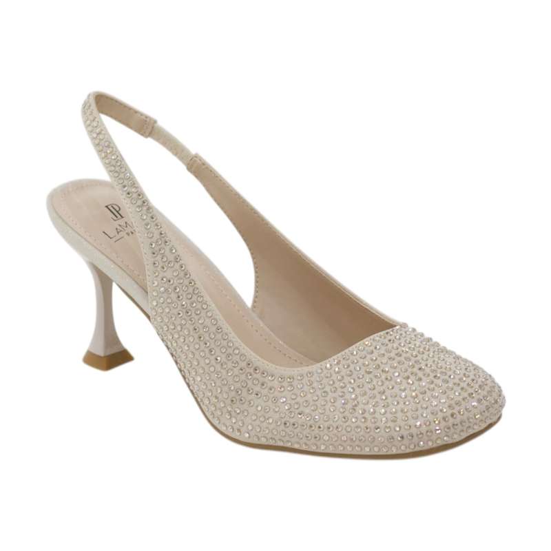 Babro sleeky skewed-toe 7cm heel studded sling back