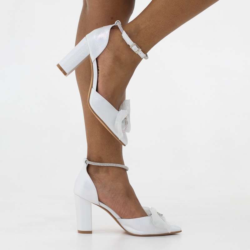Tori SATIN 9cm heel with netted trim court shoe
