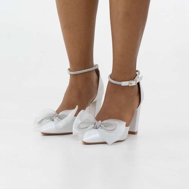 Tori SATIN 9cm heel with netted trim court shoe