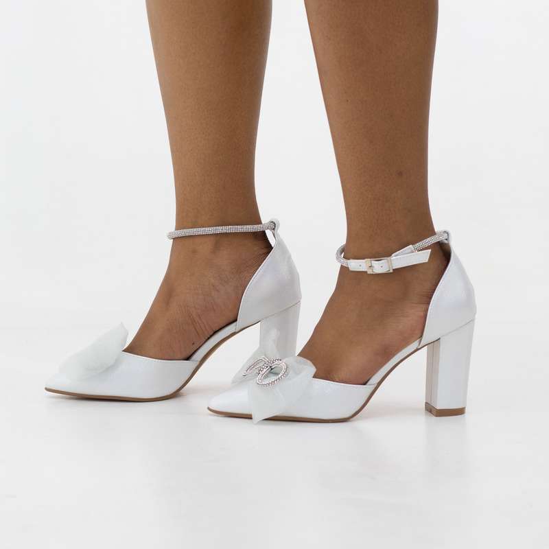 Tori SATIN 9cm heel with netted trim court shoe