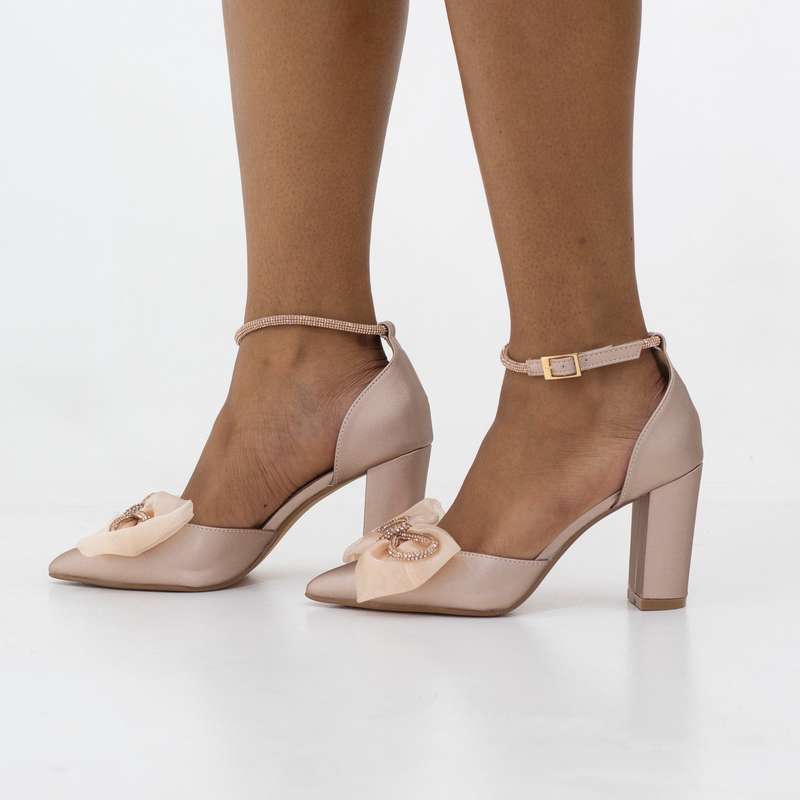 Tori SATIN 9cm heel with netted trim court shoe