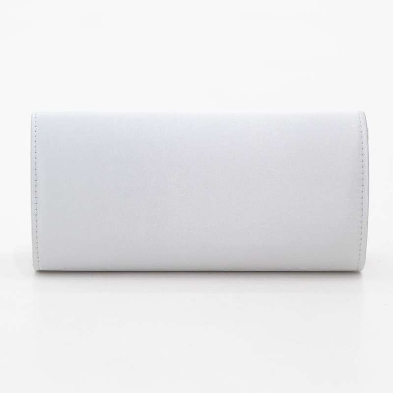 Angle diamante detail satin fabric clutch bag