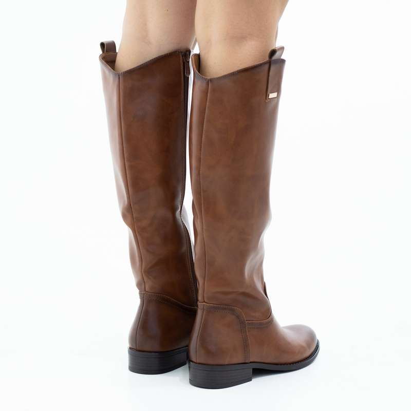 Eliza 3cm low heel pu knee high boots