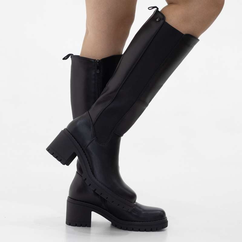 Hike knee high 6cm chunky cheslea boot black