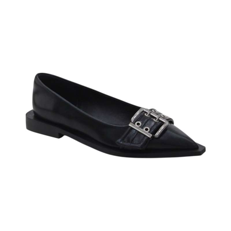 Alicja sharp silhouette toe buckle embellished gladiator pump