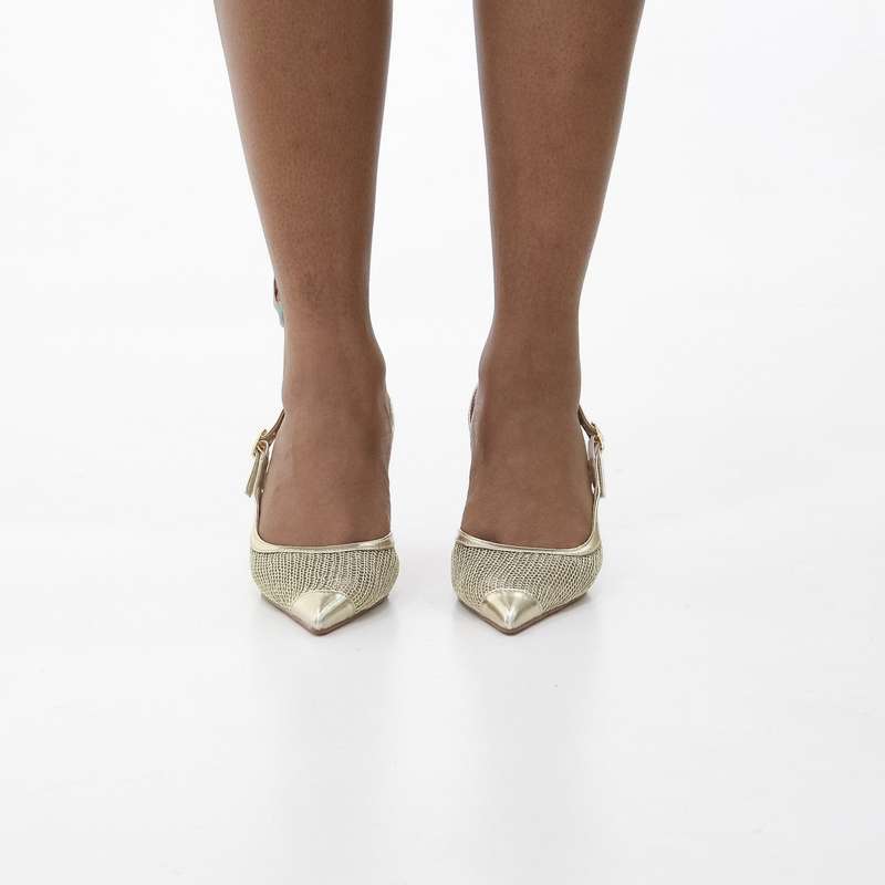 Kenia 7cm heel netted sling back shoe