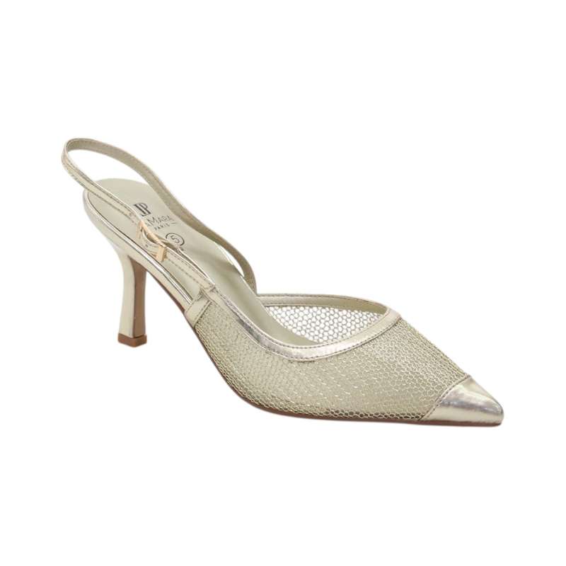 Kenia 7cm heel netted sling back shoe