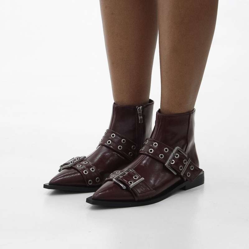 Maja sleek pointed toe double band embellished gladiator bootie