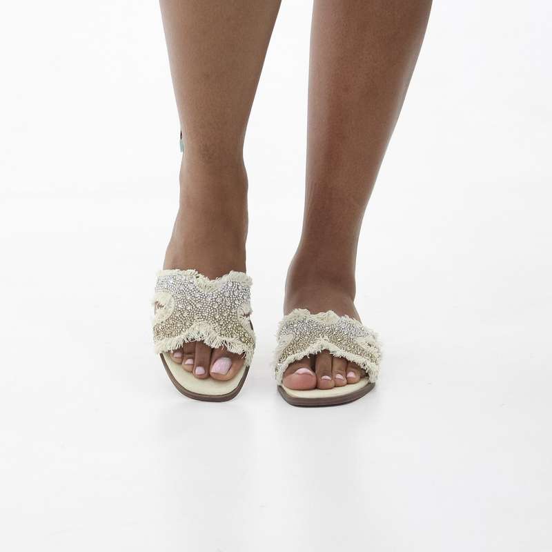 Milana one band first class denim mat flat sandal