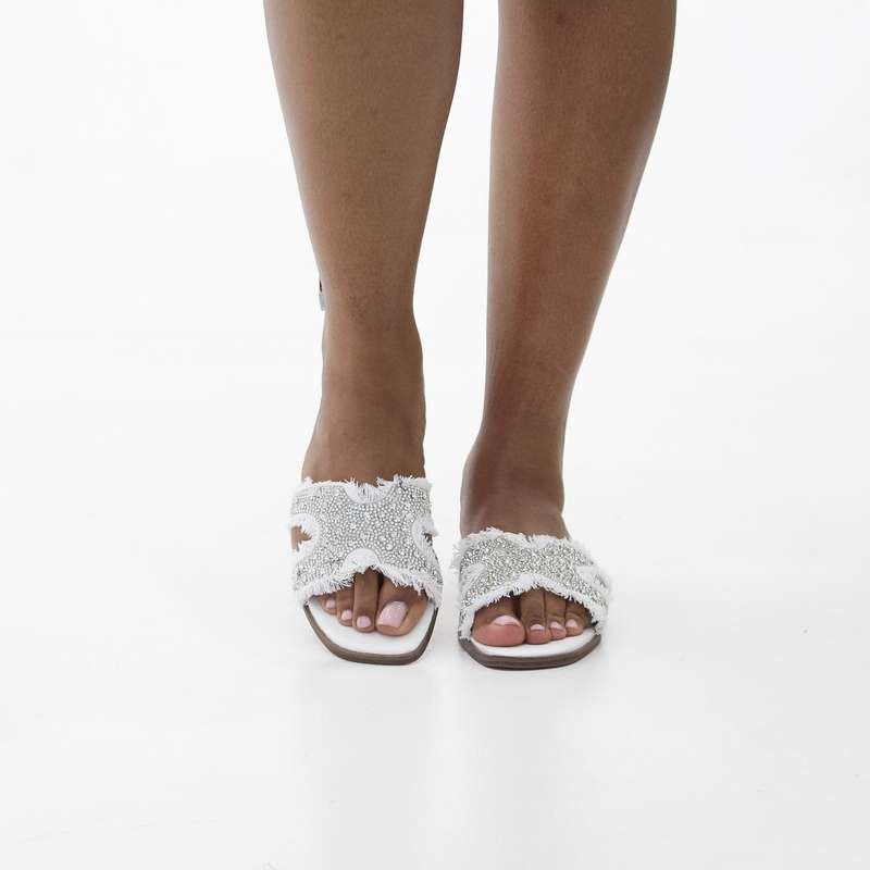 Milana one band first class denim mat flat sandal
