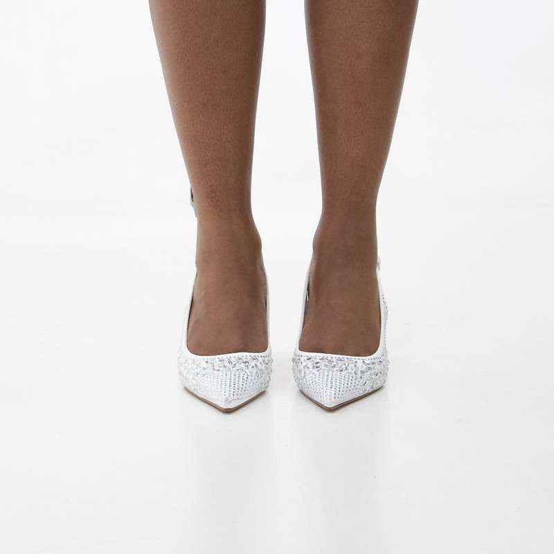 Wow closed-toe 7cm heel crystal embellished sling back