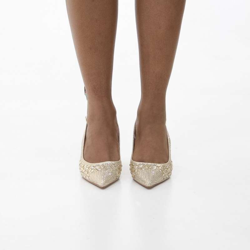 Wow closed-toe 7cm heel crystal embellished sling back