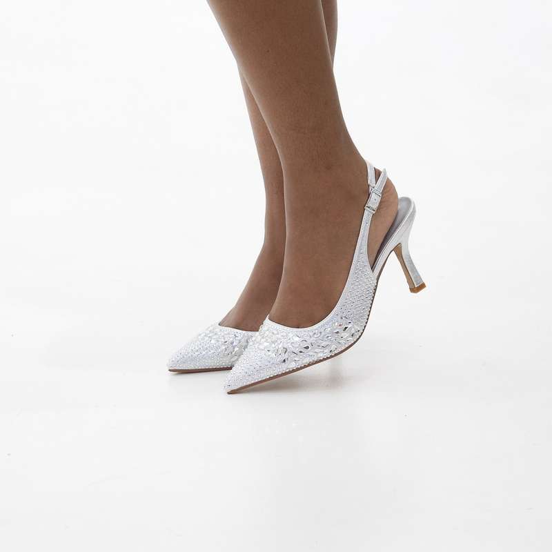 Wow closed-toe 7cm heel crystal embellished sling back