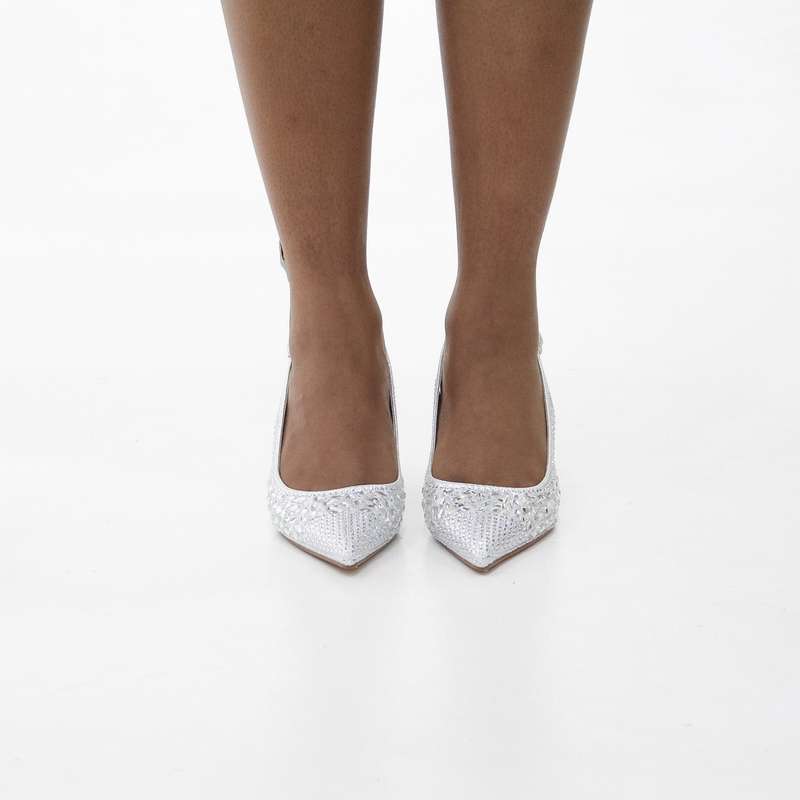 Wow closed-toe 7cm heel crystal embellished sling back
