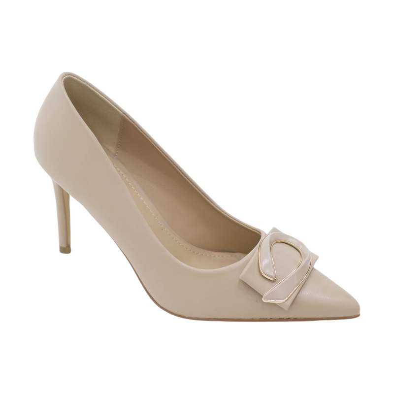 Winona pu 9cm heel court with a trim detailed