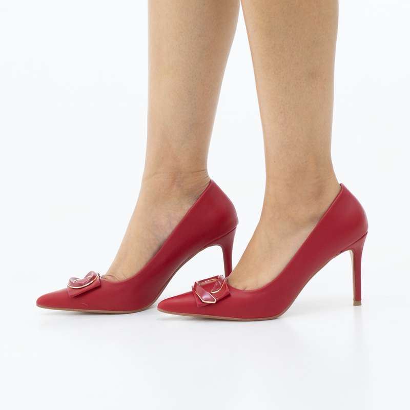 Winona pu 9cm heel court with a trim detailed