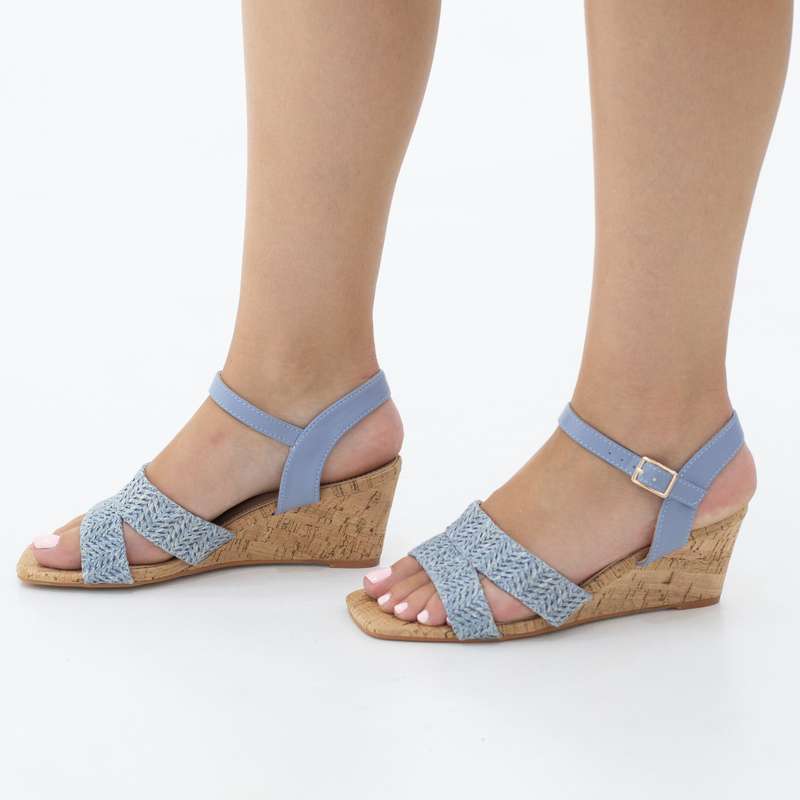 Vinetta sqr toe double band 6cm wedge heel sandal