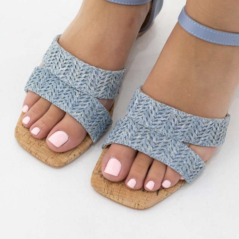 Vinetta sqr toe double band 6cm wedge heel sandal