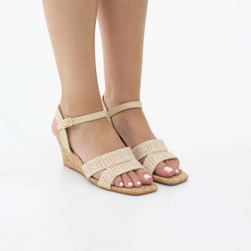 Vinetta sqr toe double band 6cm wedge heel sandal
