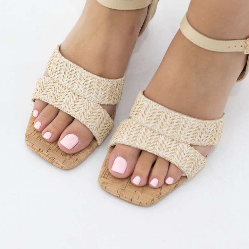 Vinetta sqr toe double band 6cm wedge heel sandal