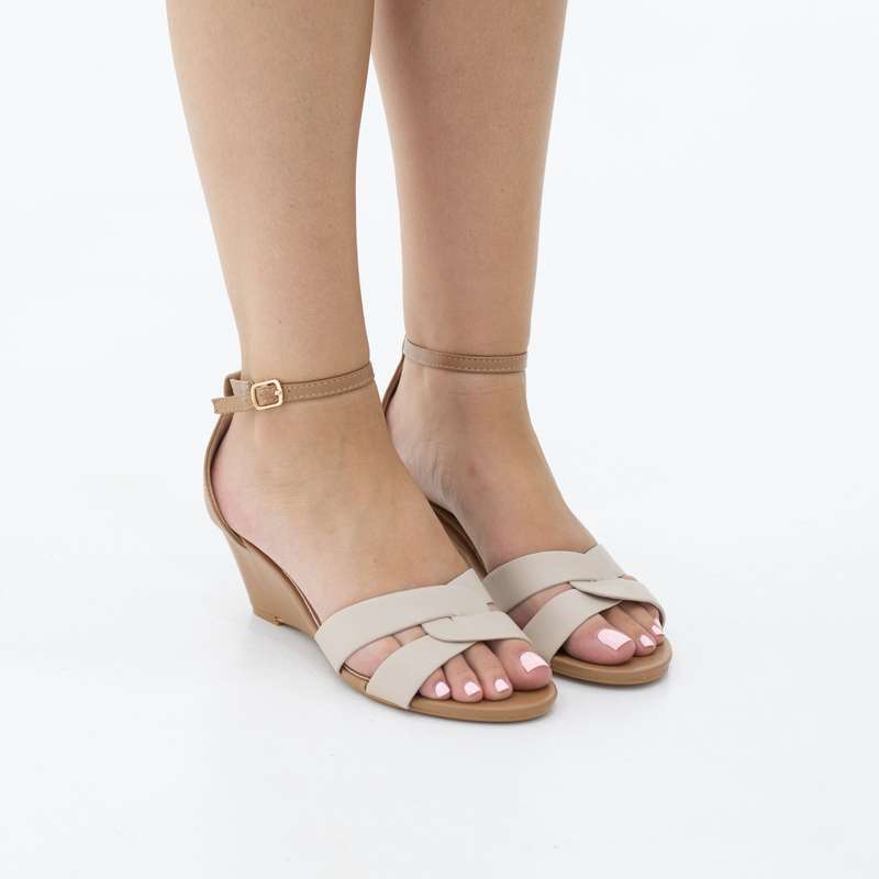 Bimona double band 6.5cm wedge heel ankle strap sandal