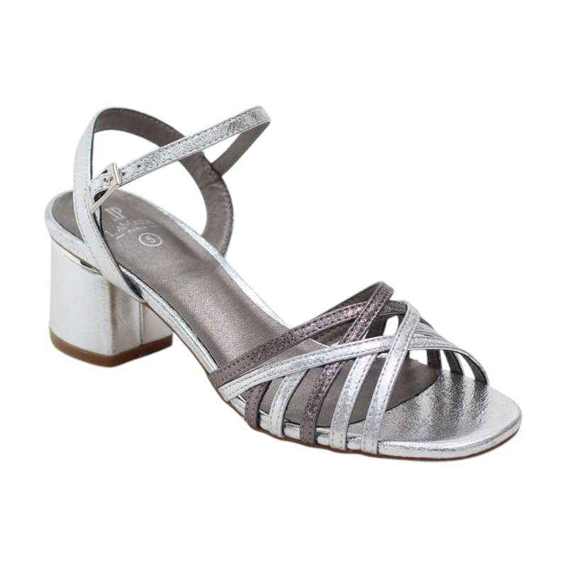 Alara metallic ankle strap 5cm block heel sandal