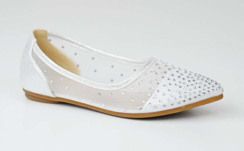 Ziska infant girls dress mesh diamond pointy pump silver