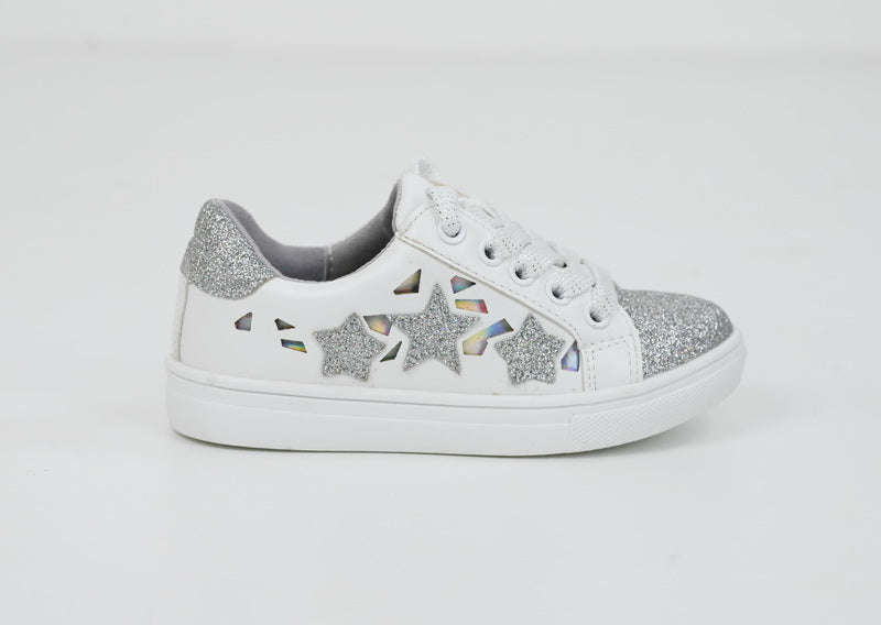 Caris infants lace up glitter sneaker white