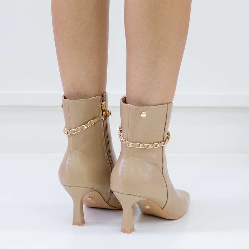 Preview 7cm heel faux leather pu ankle boot beige