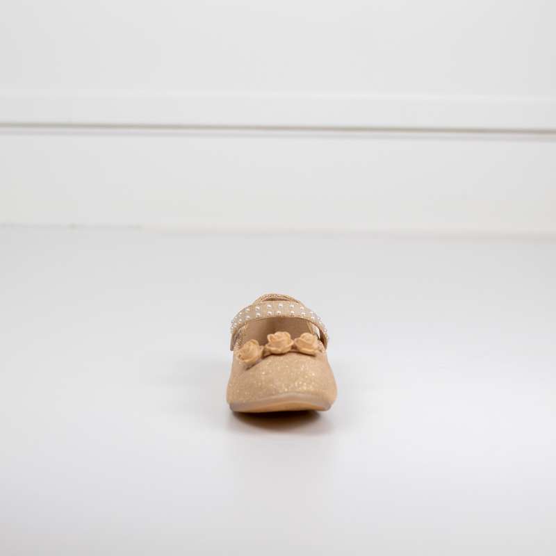 Iniya baby girls pearls pump with beads champagne