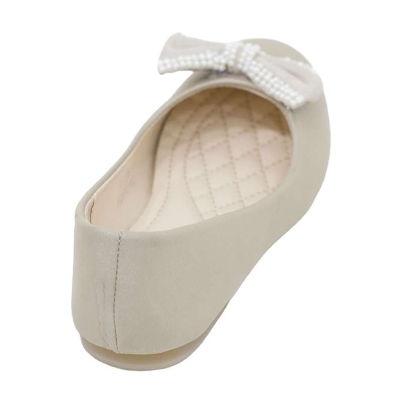 Anura girls pump with doubled pearl lining bow nude